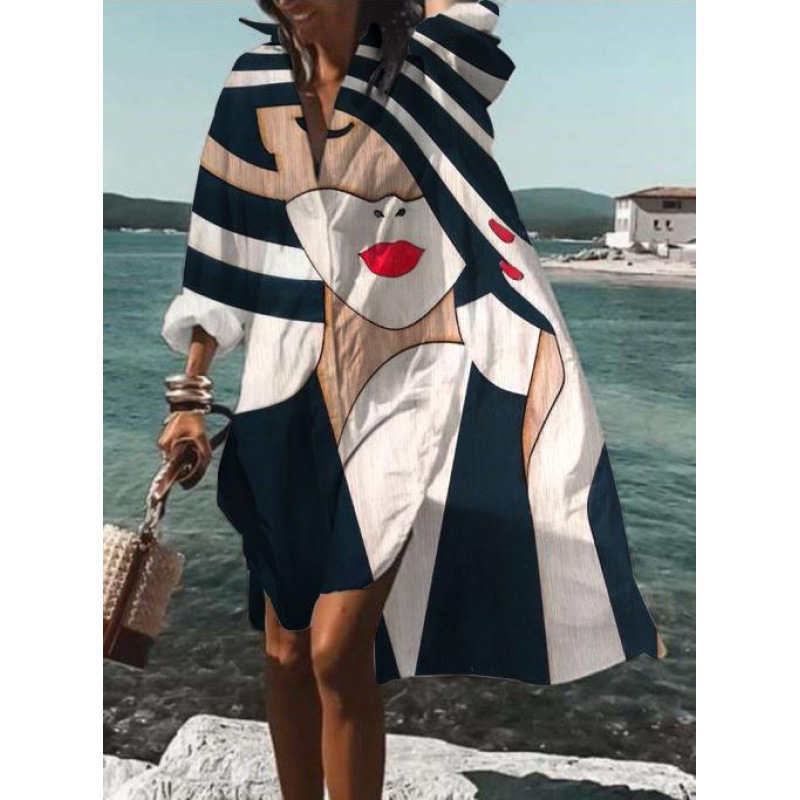 Women's Fashion Casual Loose Lapels Mid length Shirt Bmq122711Z - Shop at LoveMi