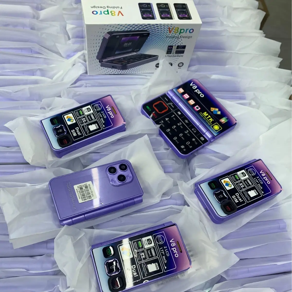 V8pro Dual Screen Folding Flip Function Mobile Phone