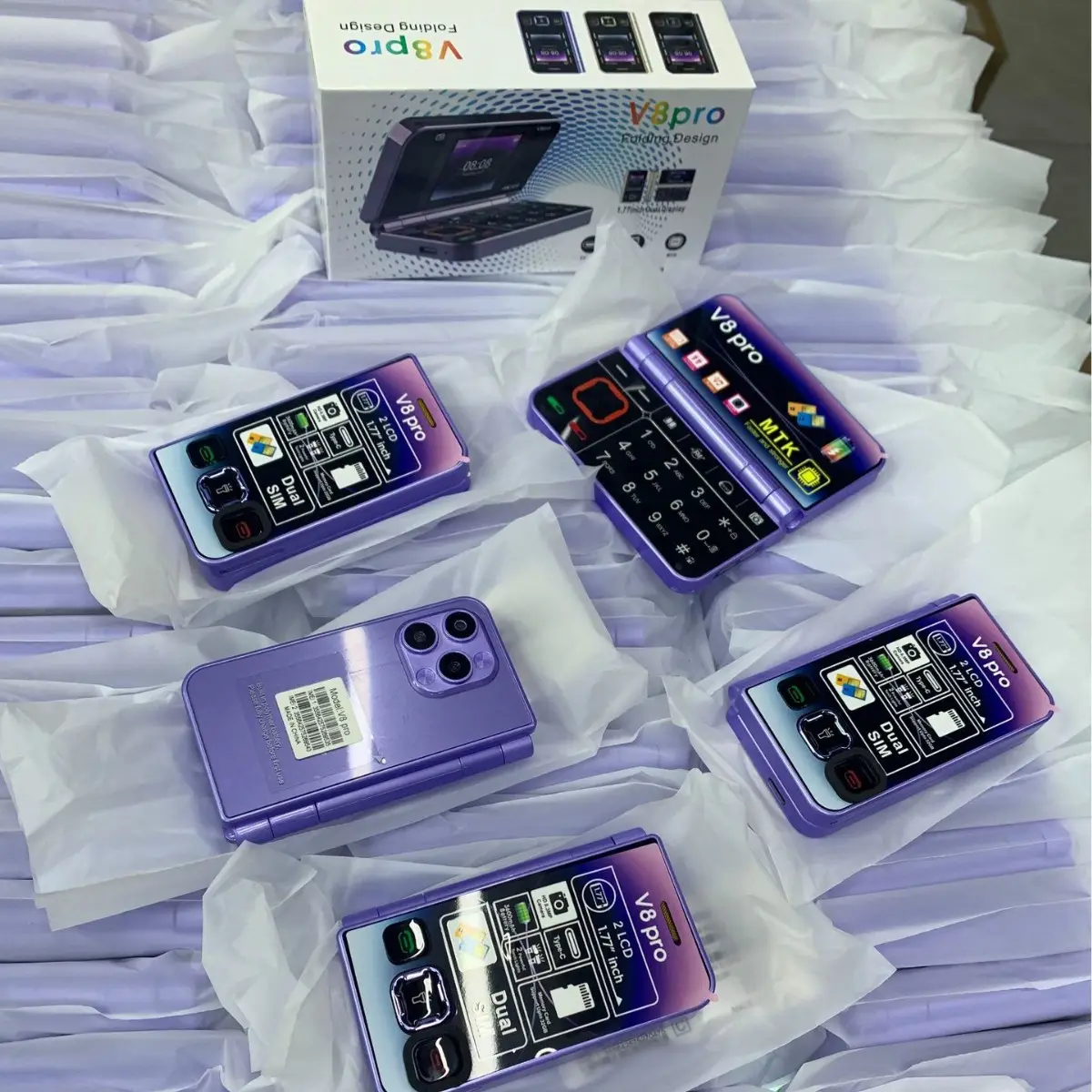 V8pro Dual Screen Folding Flip Function Mobile