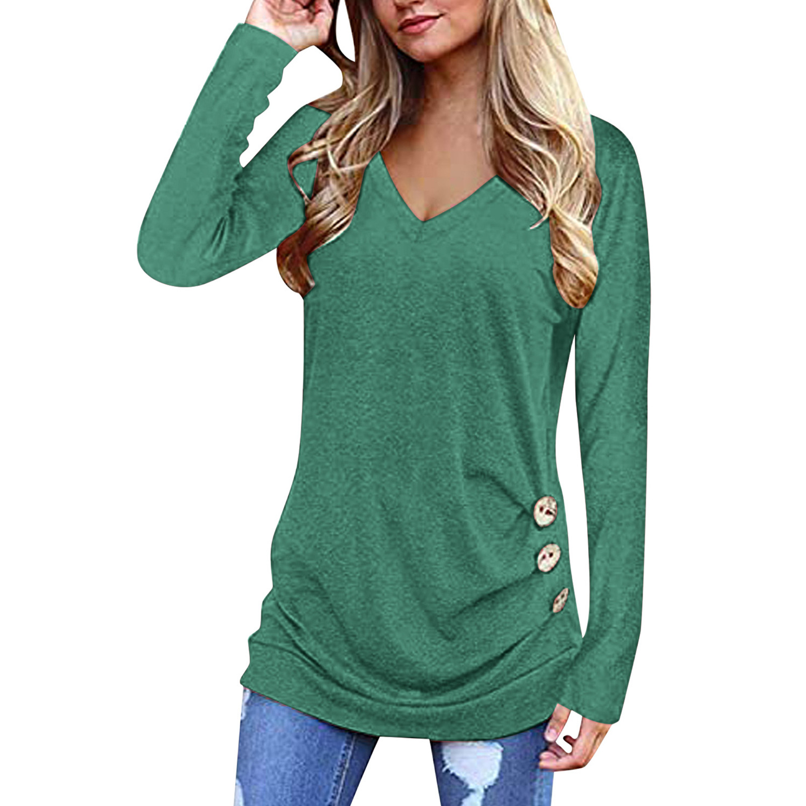 Title 6, V-Neck Solid Color Women