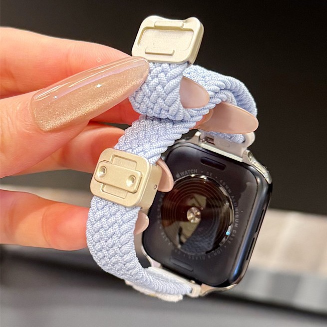 Fashionable Floral Woven Nylon Magnetic Watch Strap 4