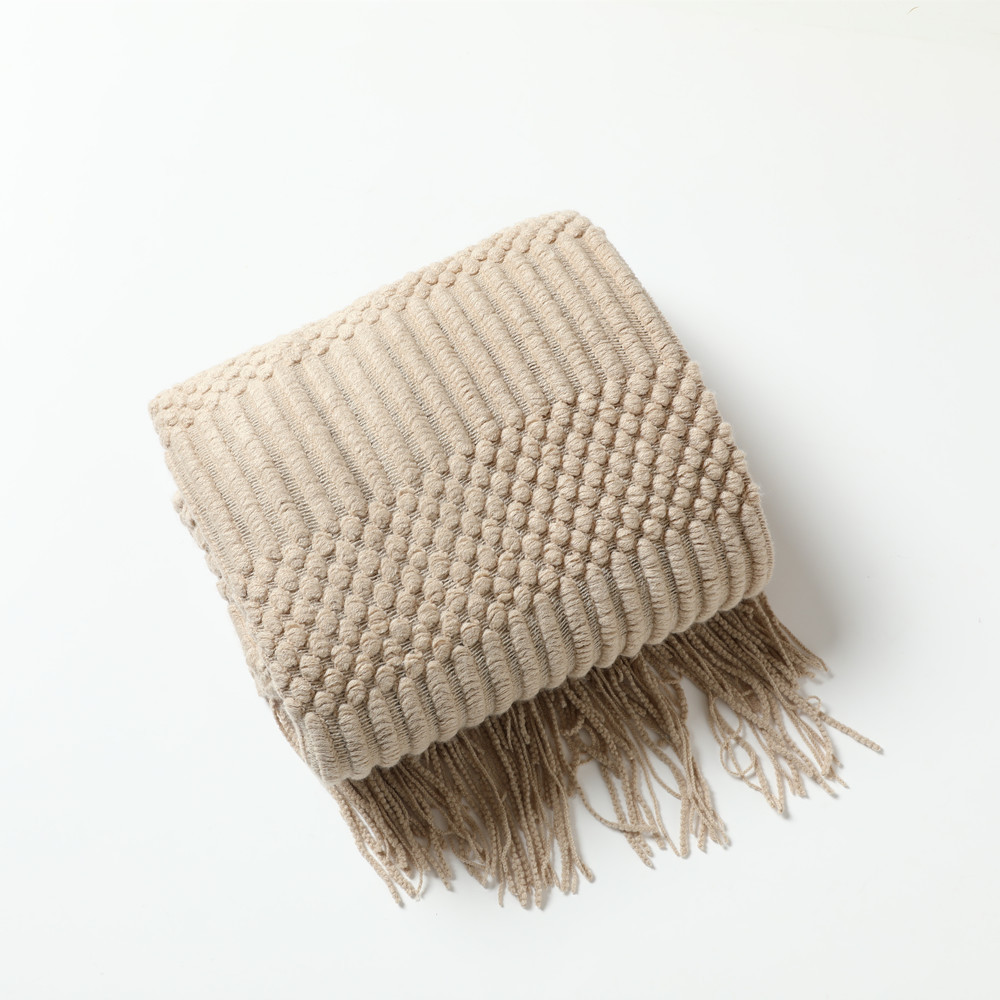 Knitted Throw Blanket with Tassels