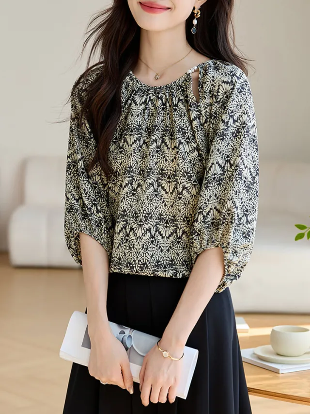 Women's Loose Slimming 34 Sleeves Shirt 721 Color - Shop at LoveMi