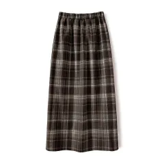Retro Plaid Skirt Fleece-lined Women - Coffee - View 1