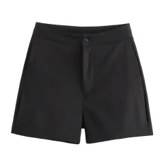 European And American V-neck Single Breasted Slim Fit Vest Shorts - Black Shorts - View 1