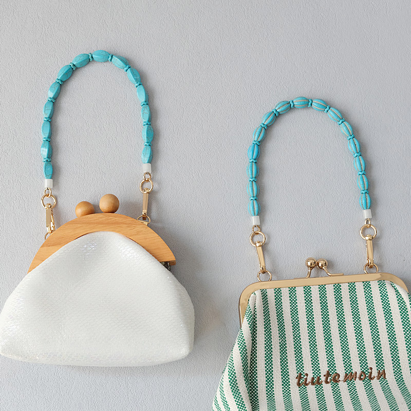 Vintage Turquoise Bag Chain Resin Chain view 6
