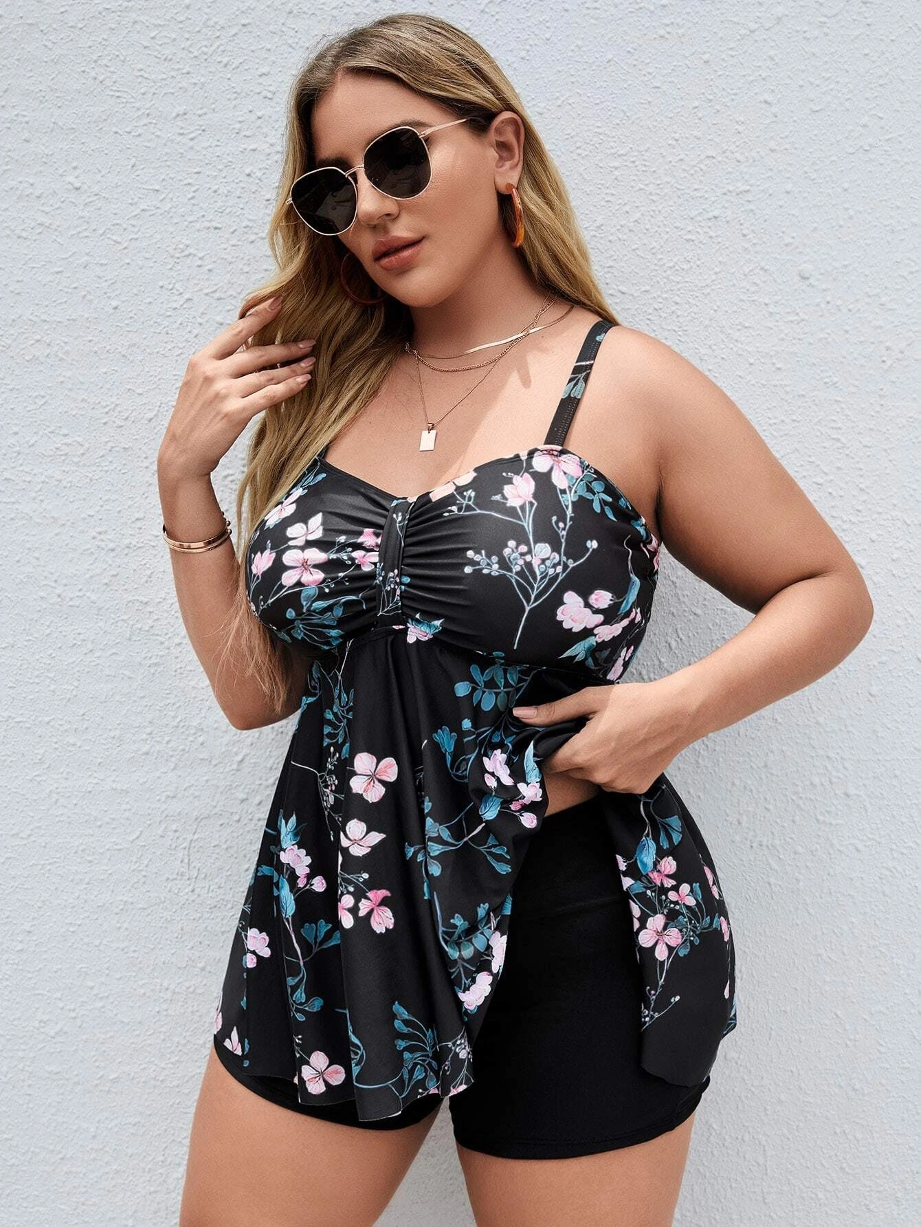 Women’s Split Color Printing Swimsuit