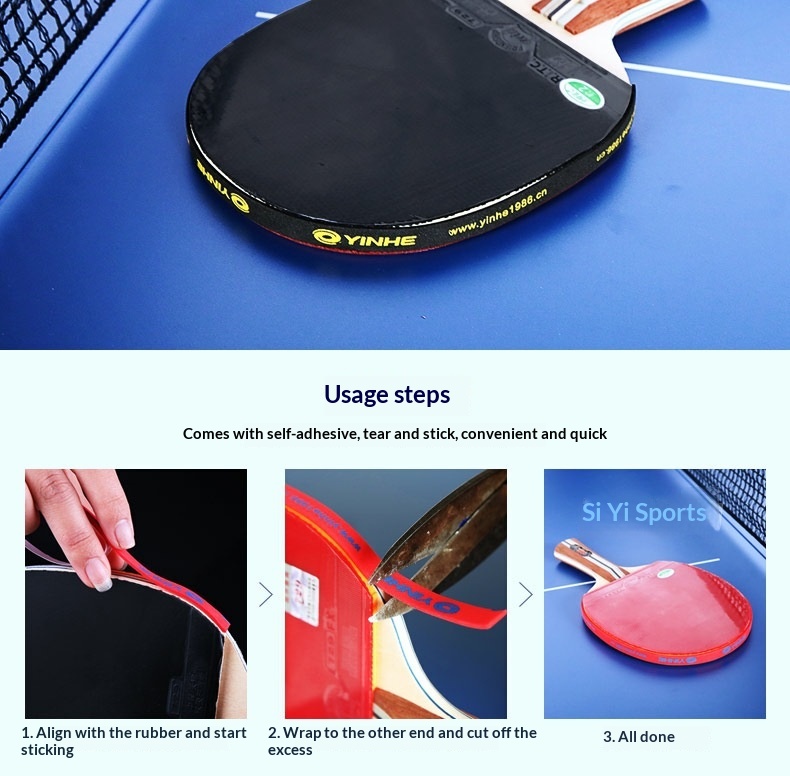 Yinhe self-adhesive sponge edge tape applied around a table tennis bat edge
