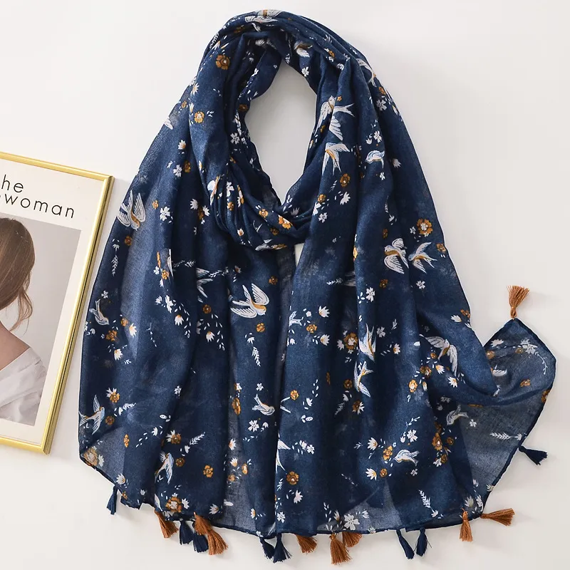 All-matching Tassel Decorative Shawl Cotton And Linen Feel Scarf - C1110