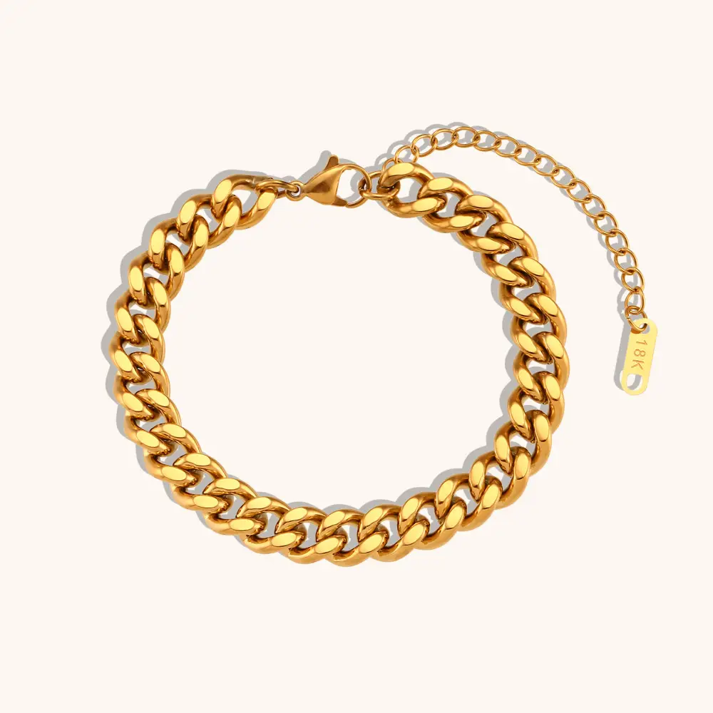 Simple Cuban Link Chain Gold Bracelet Special Interest Light Luxury
