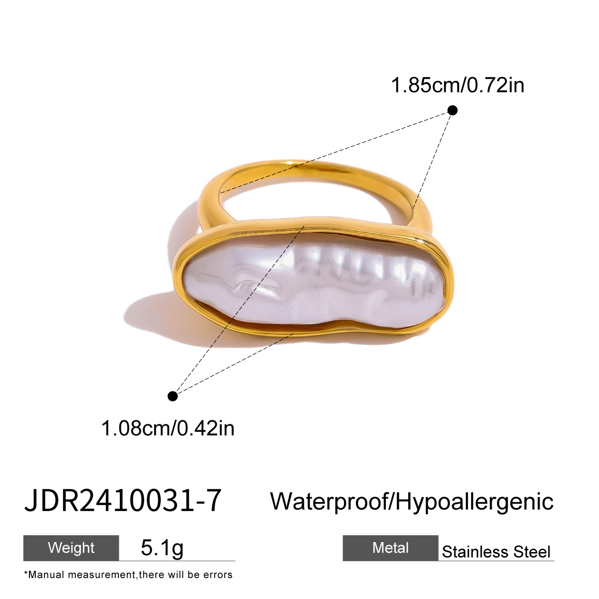 Pearl Ring Titanium Steel No Fading