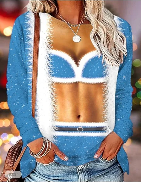 Women's Creative 3D Printed Round Neck Long sleeved Sweater Style2 - Shop at LoveMi