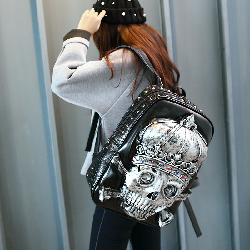 Title 4, Personality Skull Creative Punk Backpack for Wo...