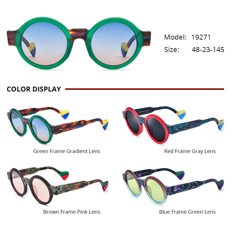 Unisex Color Matching Frosted Plate Round Sunglasses
