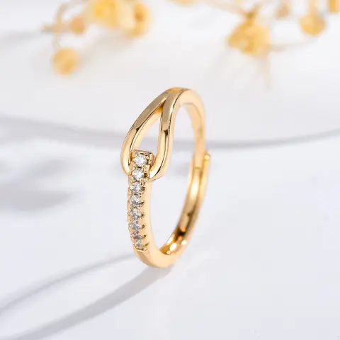925 Silver Diamond-embedded Lubert's Tears Open Ring for Women