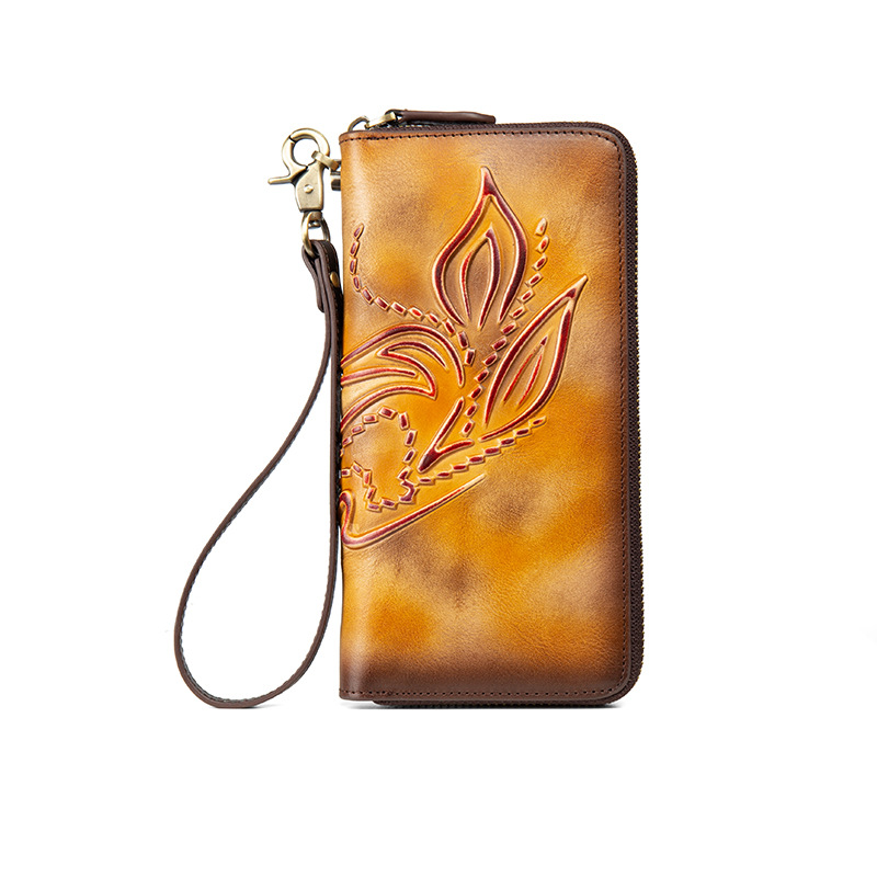 Distressed Leather Zip Wallet