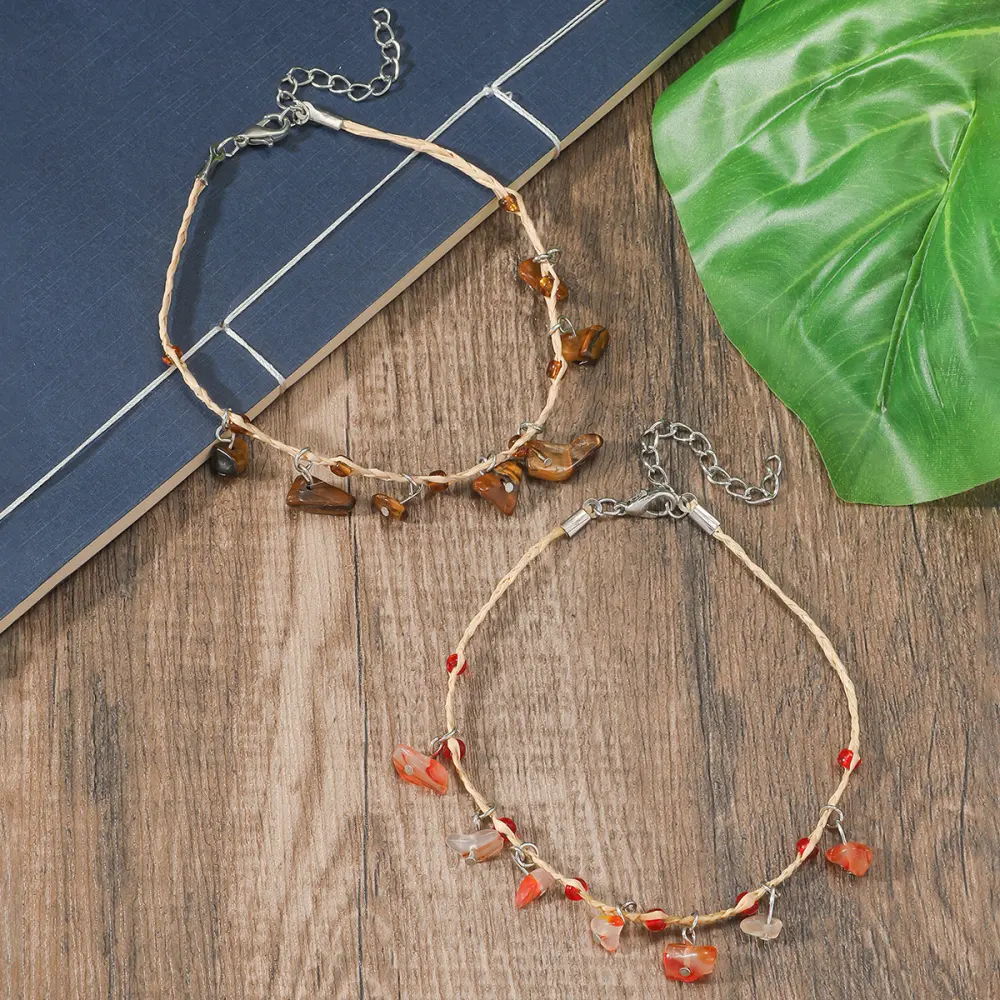Bohemian Multicolor Pebble Anklet for Women