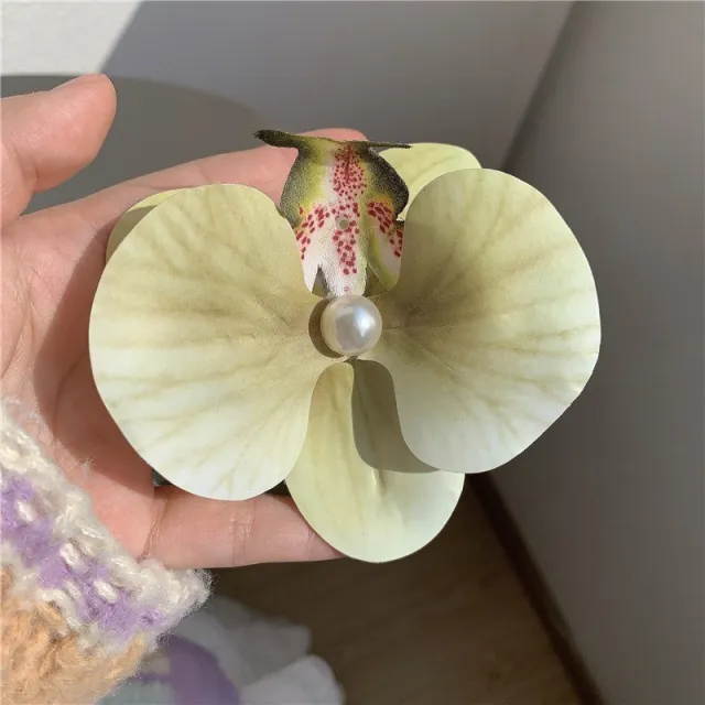 High end Atmosphere Butterfly Orchid Side Clip Grip Flowers Hair Styling Clip Gradient Green - Shop at LoveMi