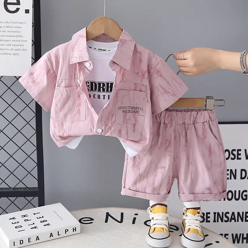 Boys Summer Casual Shirt And Shorts Set