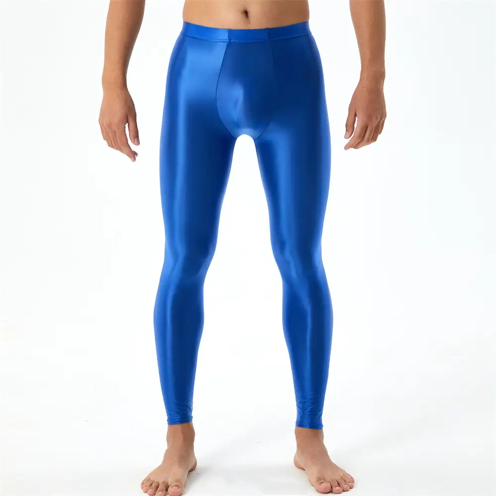 Plus Size Shiny Silky Bodybuilding Ankle-length Pants