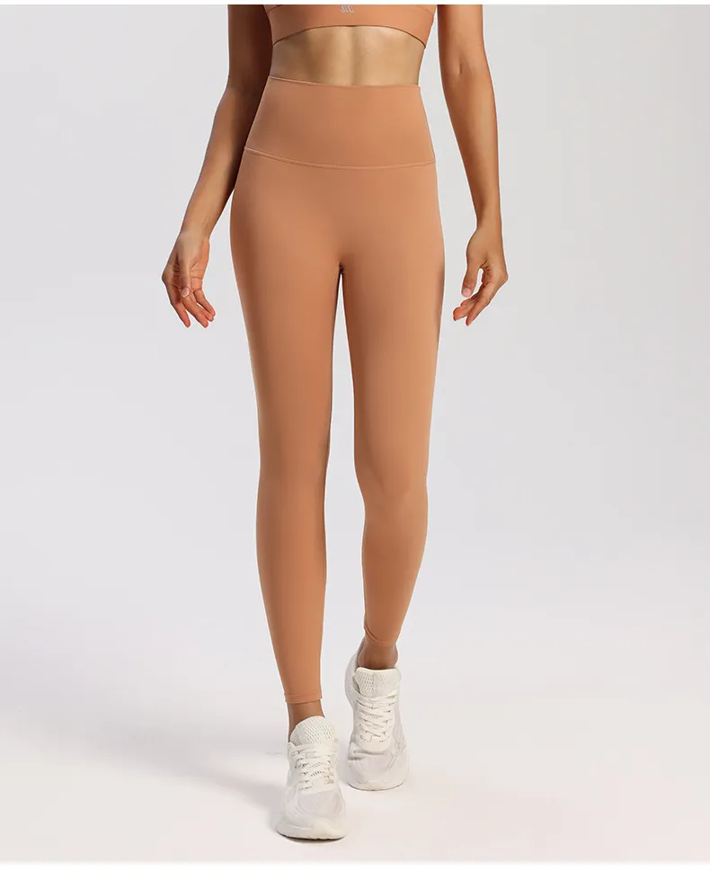 Tight Super Elastic Hip Raise High Waist Slimming Fitness Pants - Desert Sunshine-S