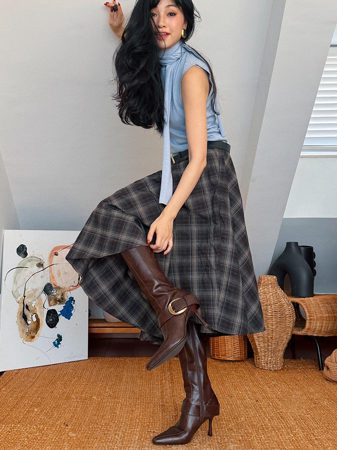 Pointed-toe Vintage-style High Boots With Metal Buckles For Women Cf51ec3a 51ff 4c97 B94d 32052f8cebb4