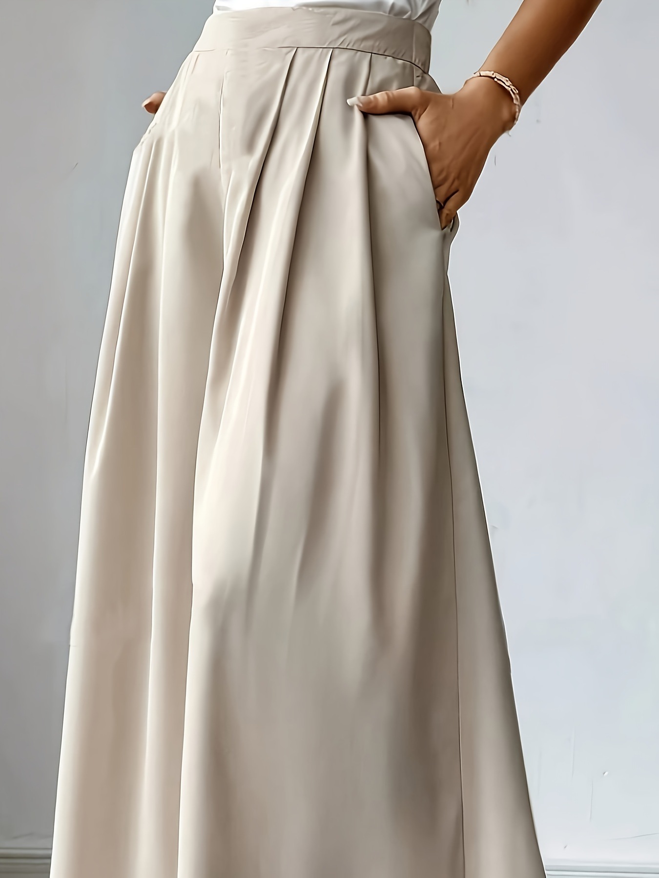 Women's pleated wide-leg pants in linen – high-waist bohemian relaxed full-length