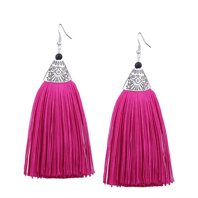 欧美夸张大牌长款流苏复古合金耳勾耳饰女义乌饰品耳饰厂家直销