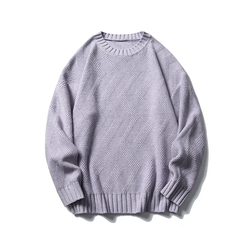 Women's Round Neck Sweater Autumn Winter Coat Retro Brocade Sweater - Purple