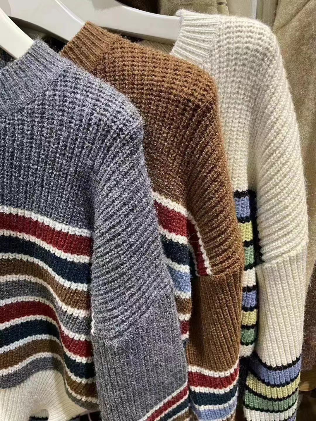 Title 8, Color Vintage Stripe Crew Neck Pullover Sweater...