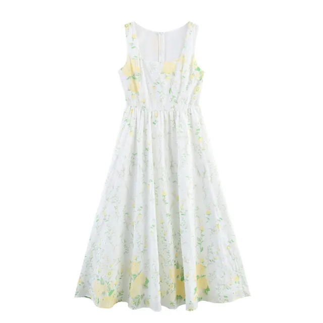 Embroidered Large Swing Square Collar Sleeveless Dress - Shop at LoveMi