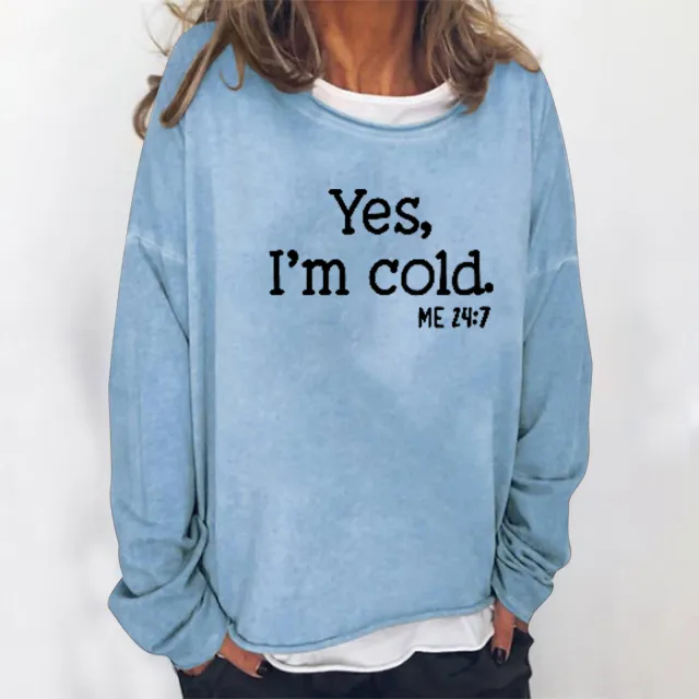 Women's Loose Round Neck Letter Jacket Sweater Coat Light Blue - Shop at LoveMi
