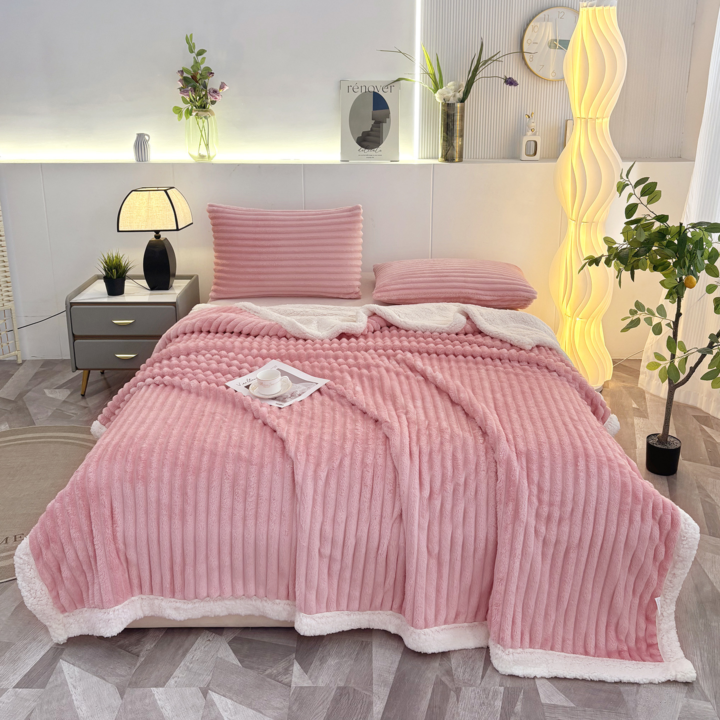 Striped Lambswool Flannel Blanket
