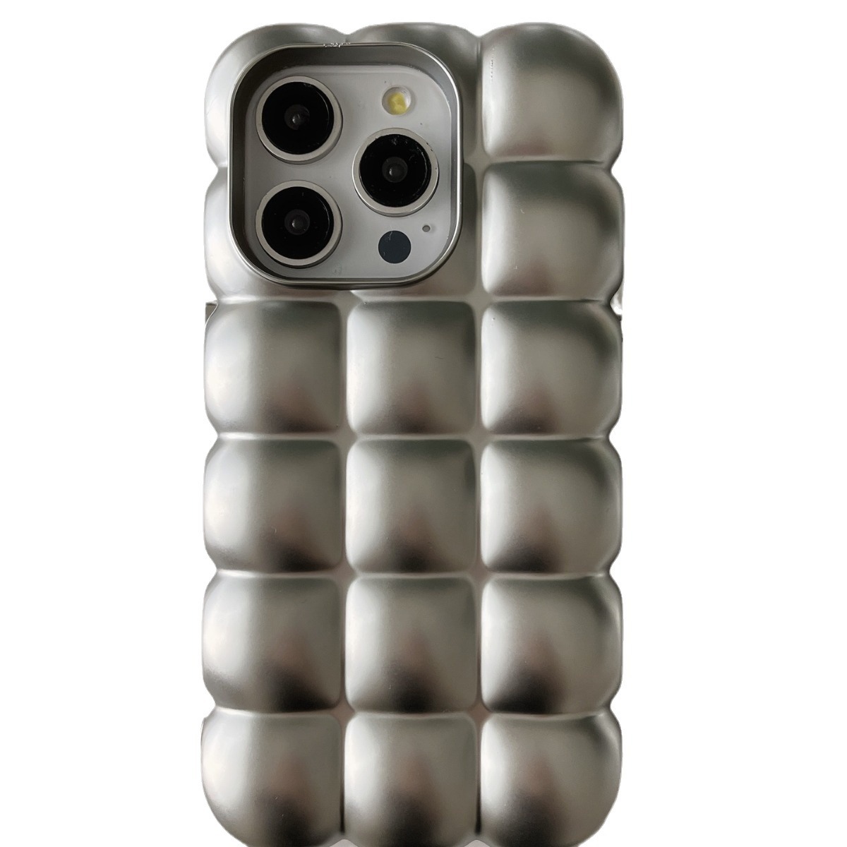 Electroplating Egg Waffle Matte Sliver Phone Case - Image 4