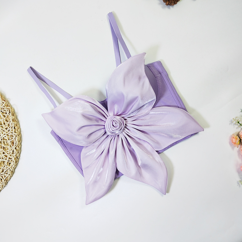 Three-dimensional Bow Big Flower Fishbone Bra Outer Wear Carnival Women's Exaggerated Top