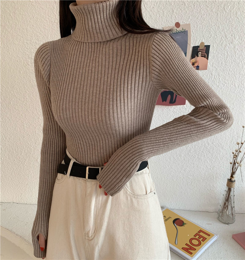 Women's Fashion Turtleneck Slim-Fit Knitted Sweater