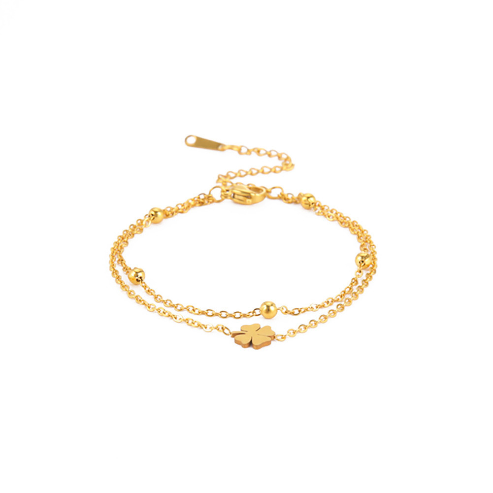 Stainless Steel Clover Charm Anklet, picture 4 of 4
