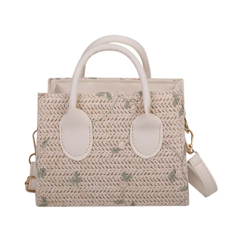 Japanese-style Floral Woven Handheld Shoulder Crossbody Bag