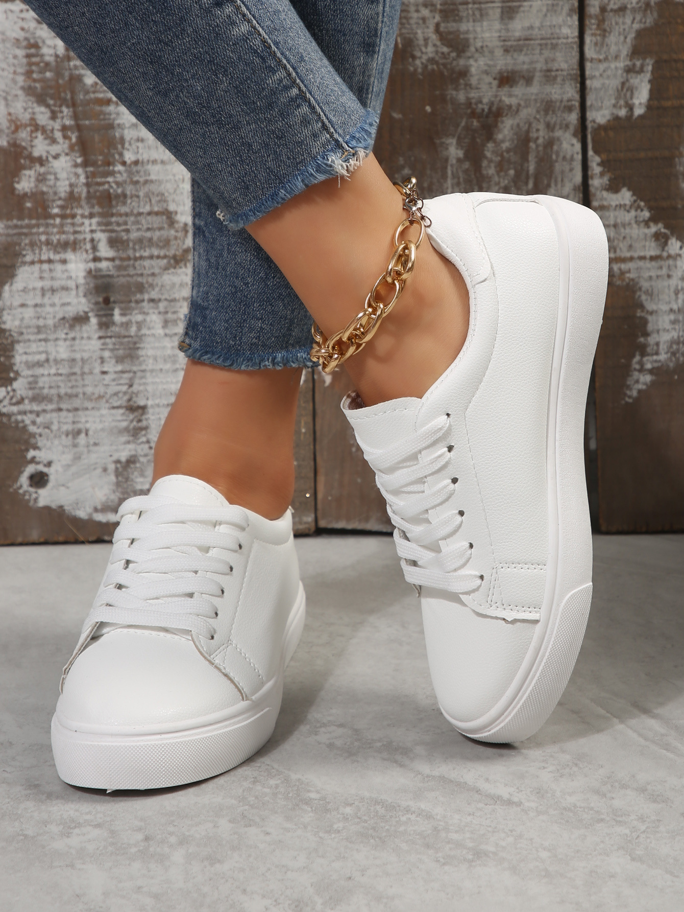 Casual Versatile White Flat Shoes Laced Korean-style Low-top Sneakers 11 cf923348 00c2 42b0 9a9d 11e569387e31