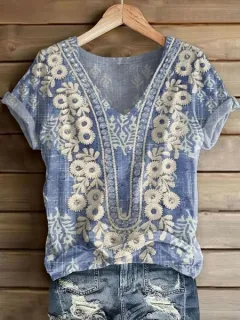 Women's Fashion Printed Short-sleeved T-shirt - Color5-L - View 1