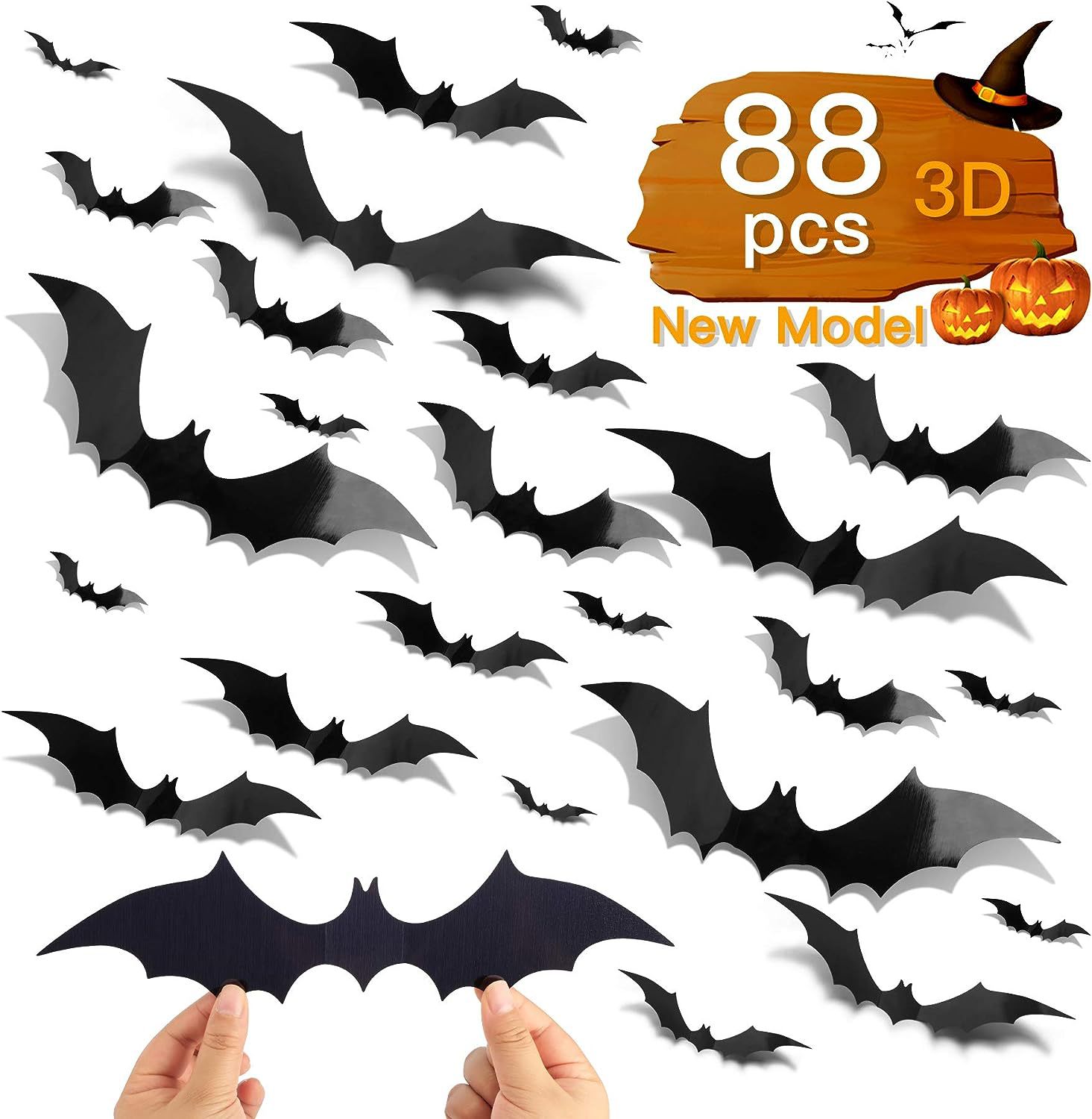 3D Bat Wall Decoration 88 Pieces DIY Bat Halloween