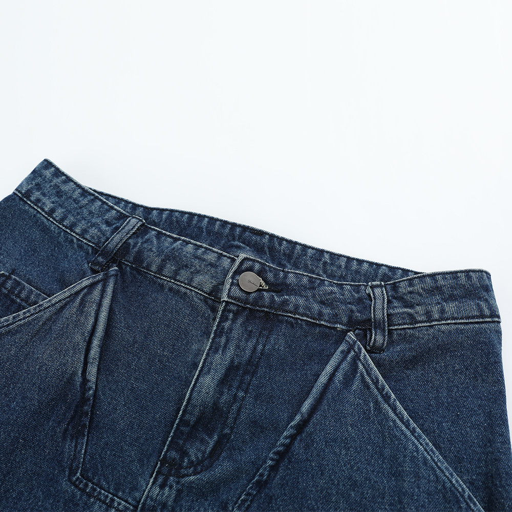 Curved Denim Men's Stitching Trousers