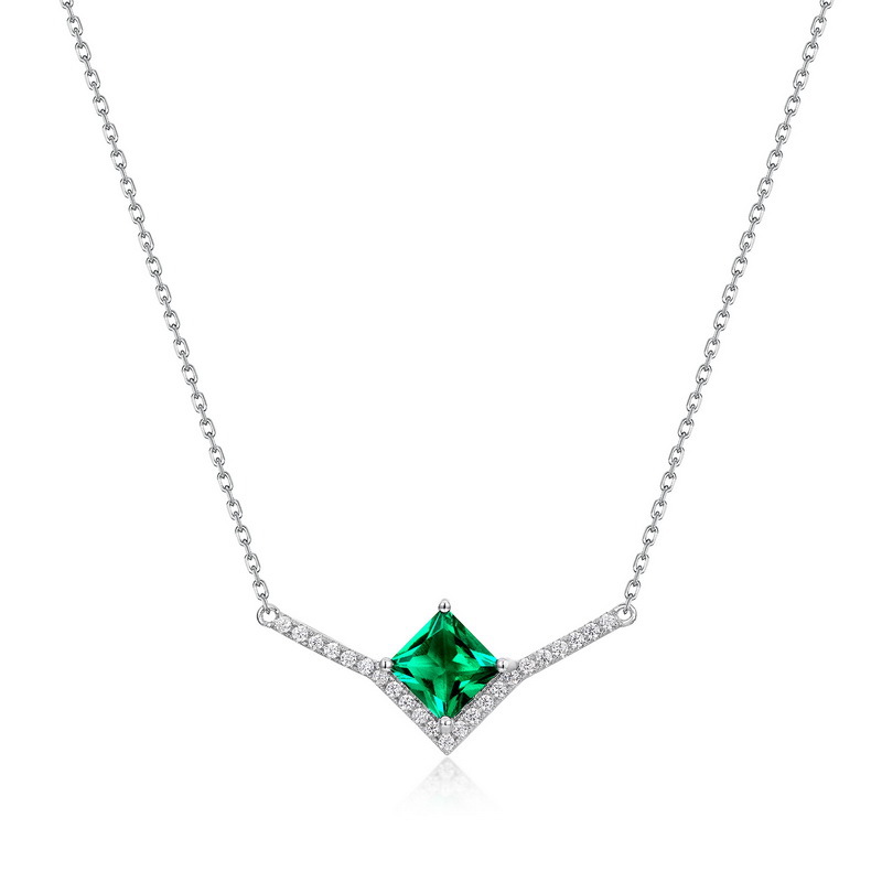 Geometric Cultivation High Sense Grandmother Silver Green Necklace