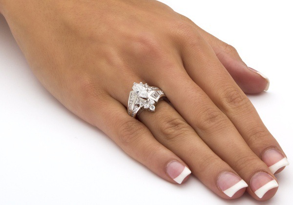 18K Gold Plated Diamond Irregular Horse Eye Shape Ladder Square Zircon Ring