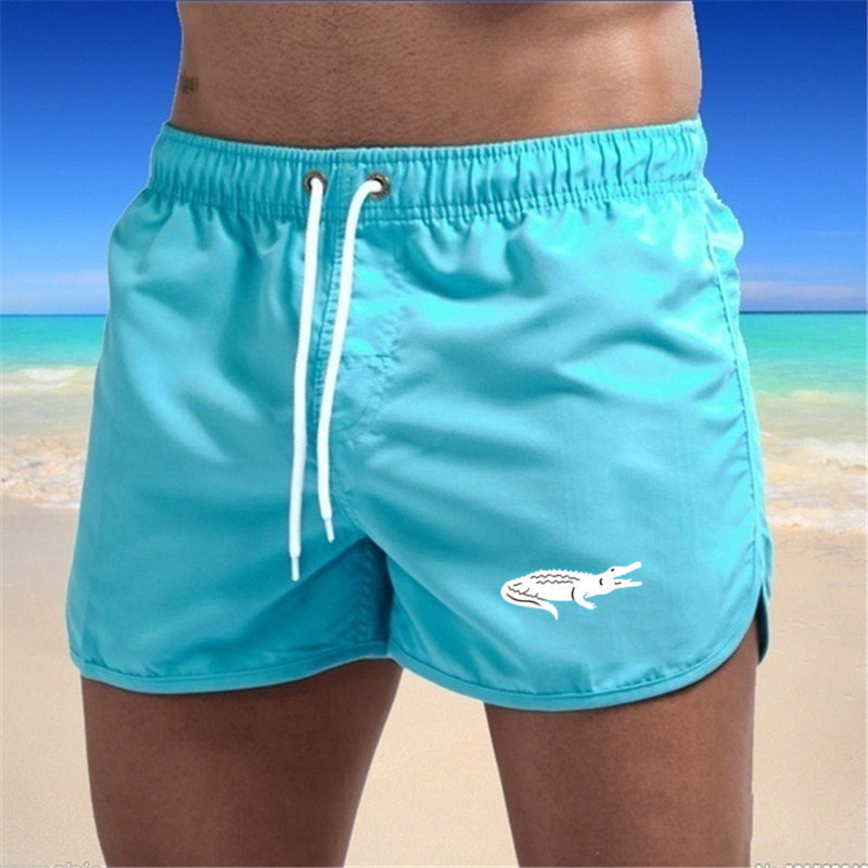Mens Fashionable Beach Shorts Polyester Multi-Color Sports Three-Quarter-Length Shorts 7