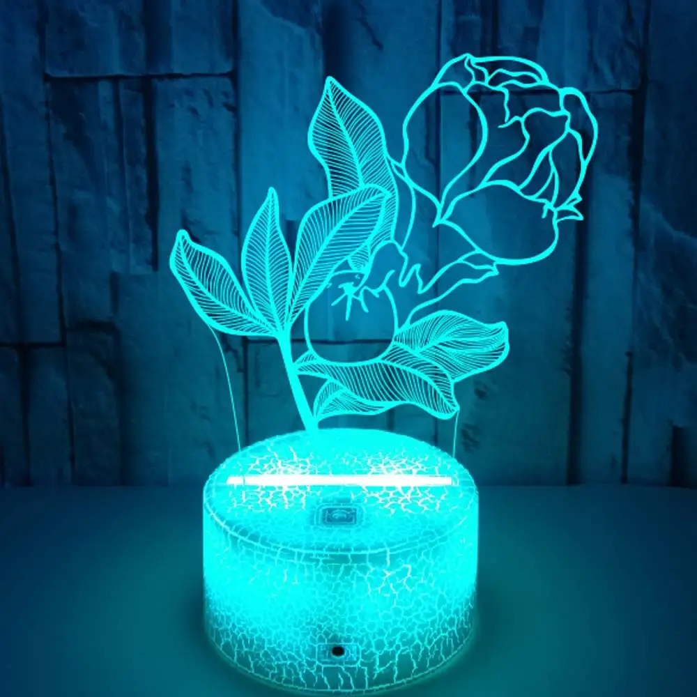 Flower 3D Lamp Colorful Touch Remote Control 3D