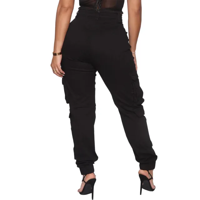 Slim Fit Camouflage Comfortable Leisure Tappered Stretch Overalls Black - Shop at LoveMi