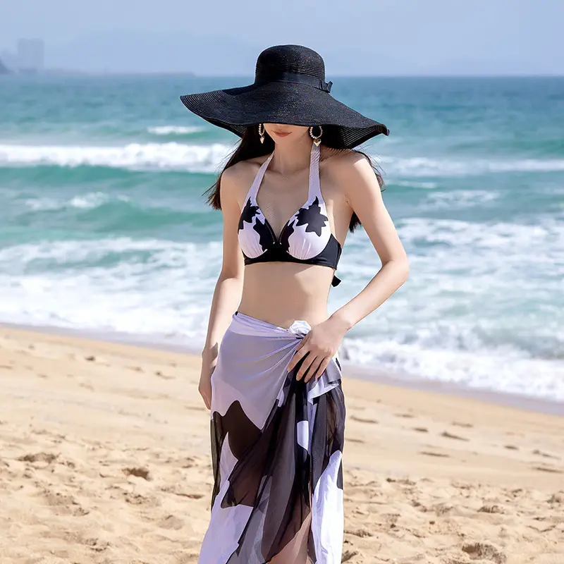 Women's Push Up Slimming Split Three-piece Suit Veils Swimsuit