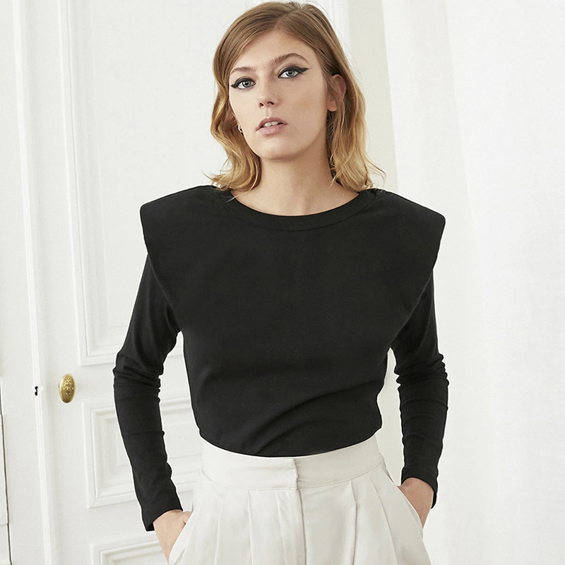 Title 1, Shoulder pad high waist long sleeve top