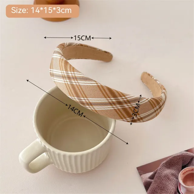 Milk Tea Coffee Color Series Headband Fashion 7 Brown Plaid Hair Band - Shop at LoveMi
